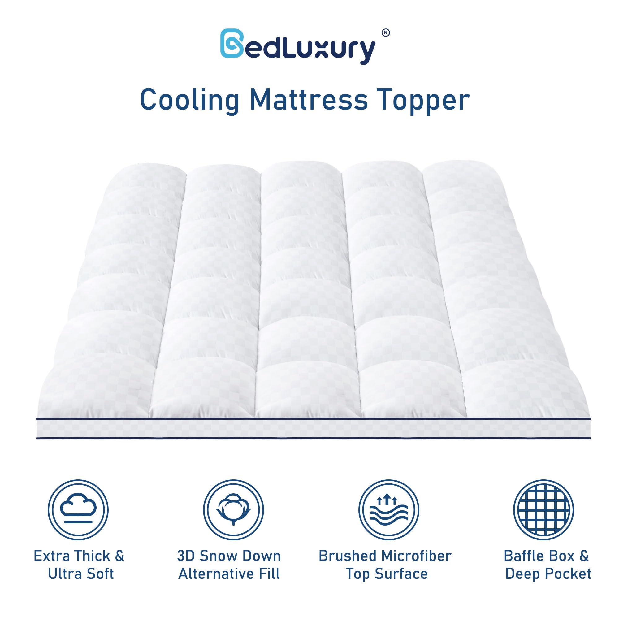 Queen Mattress Topper Pillow Top Extra Thick Cooling Mattress Pad Cover