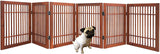 Pet Dog Gate Extra Wide Strong and Durable Freestanding Folding Acacia Wood Hardwood