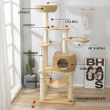 59" Big Modern Cat Tree Tower, Cat Tower Sisal-Covered Scratching Posts