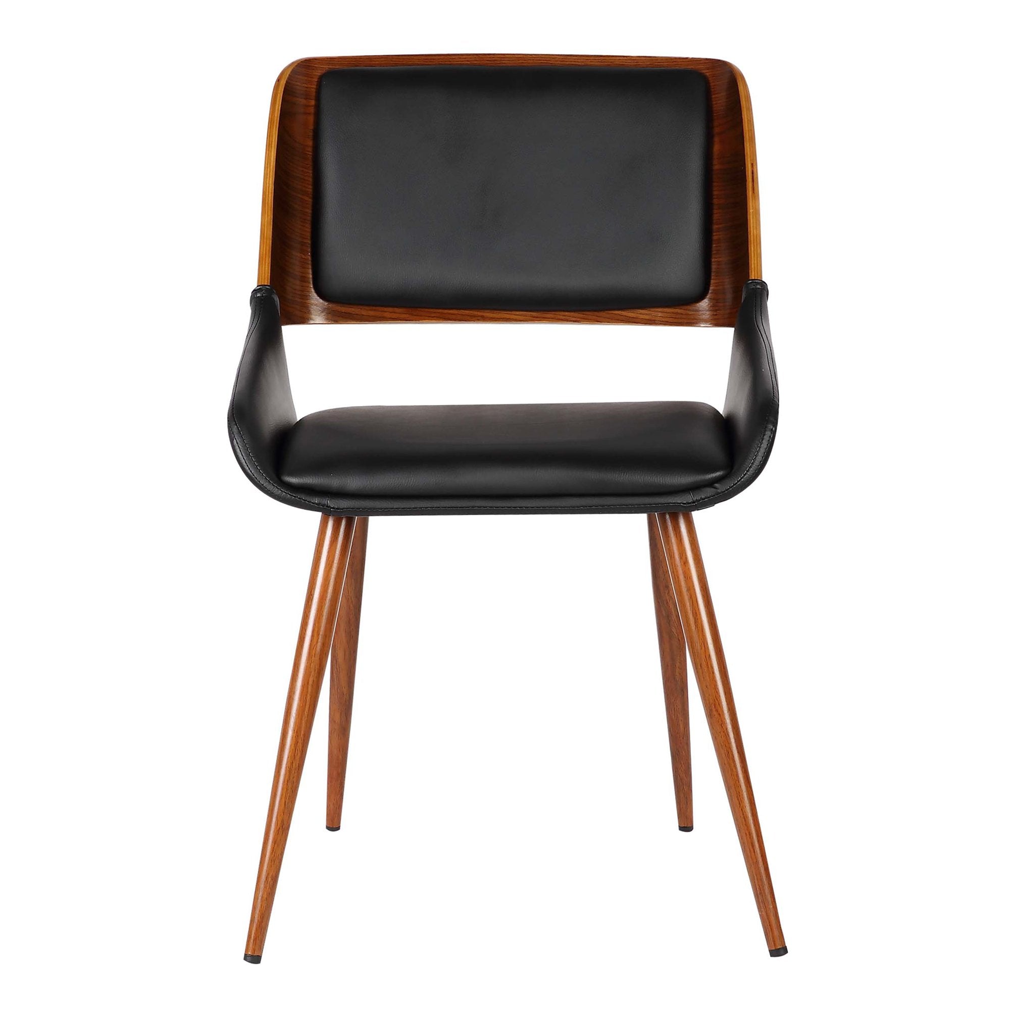 Panda Dining Chair in Black Faux Leather and Walnut Wood Finish