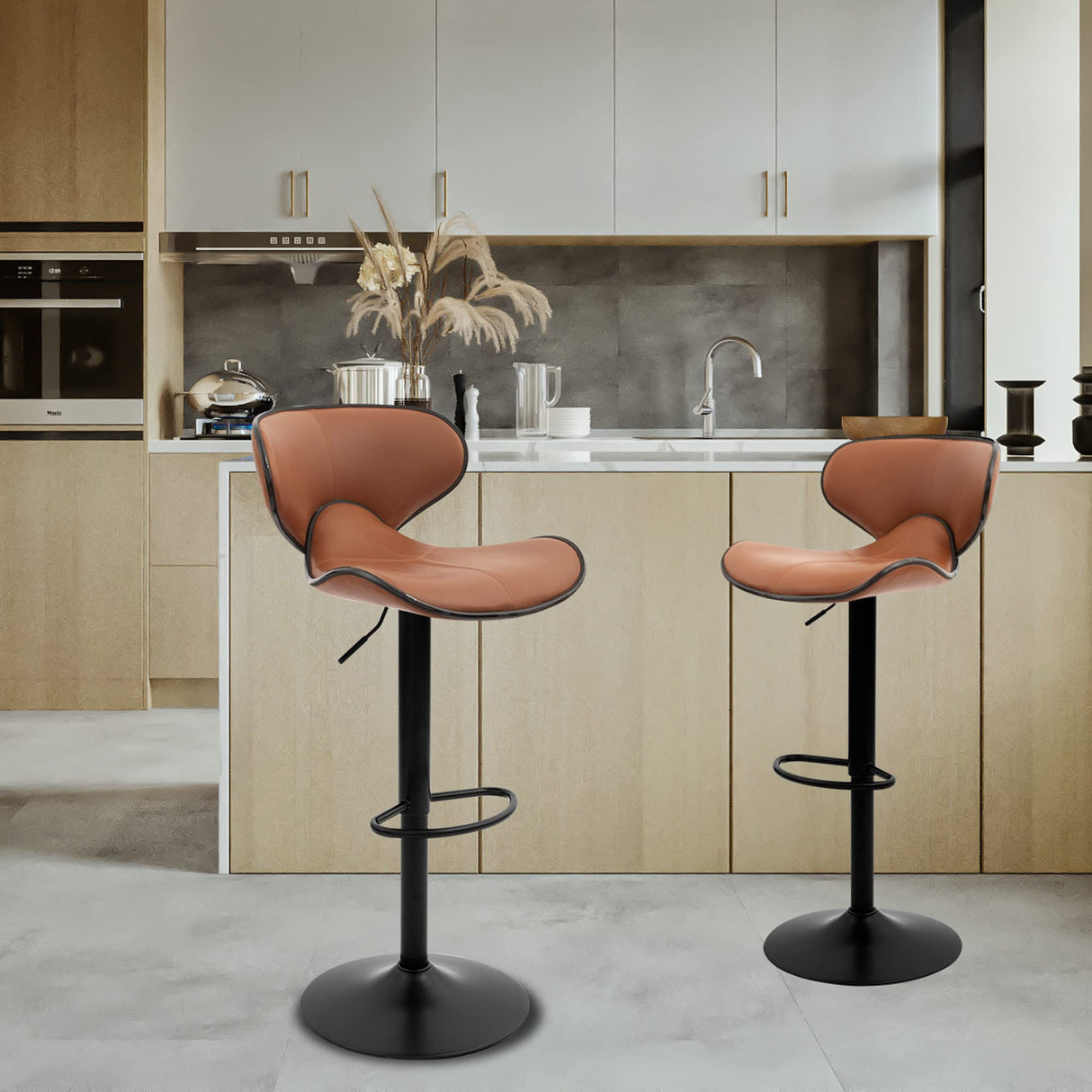 Swivel Adjustable Barstool, Counter Height Chairs w/Backrest