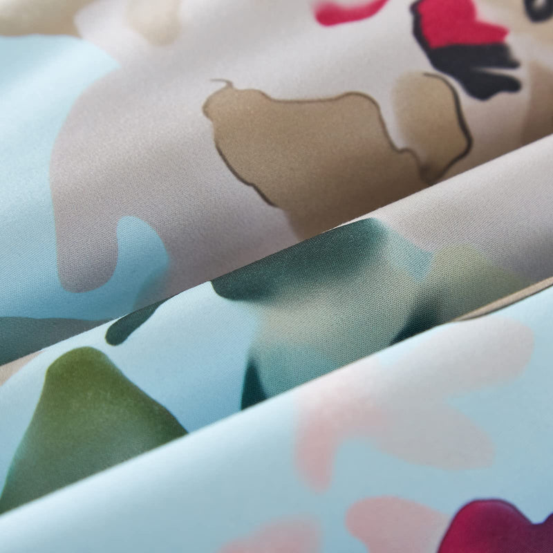 7 Piece Bed in a Bag, Floral Comforter Set Queen Size, Watercolor Blooms Print Design