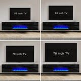 Floating TV Stand with 36" Electric Fireplace, High Gloss Finish Wall