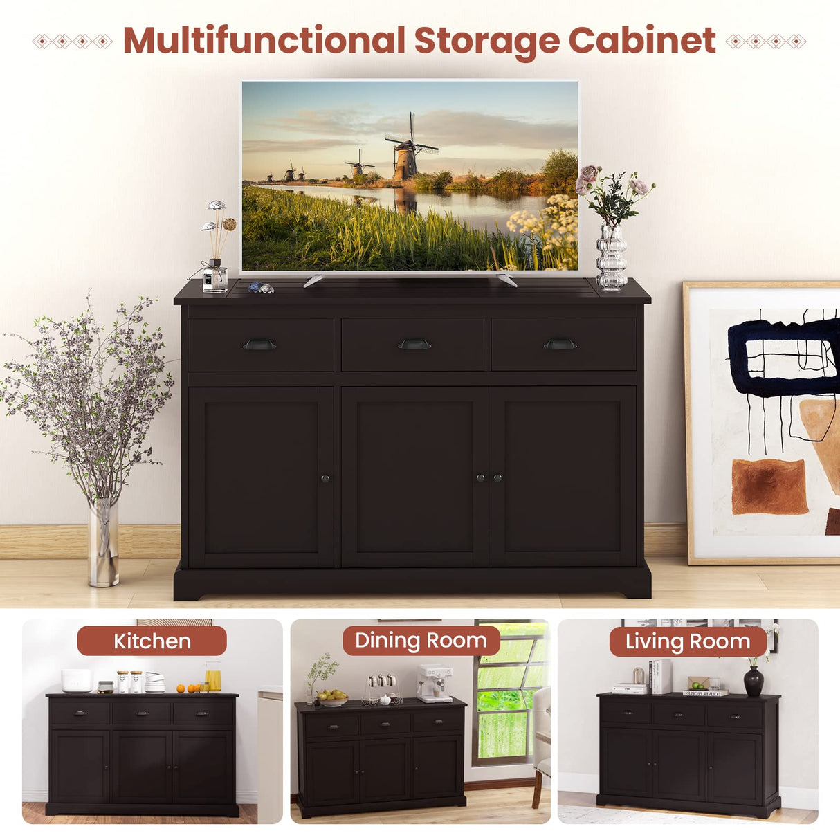 Sideboard Buffet Server Storage Cabinet Console Table Home Kitchen