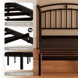 Twin Size Metal Platform Bed Frame with Retro Headboard, 12" Under-Bed Storage