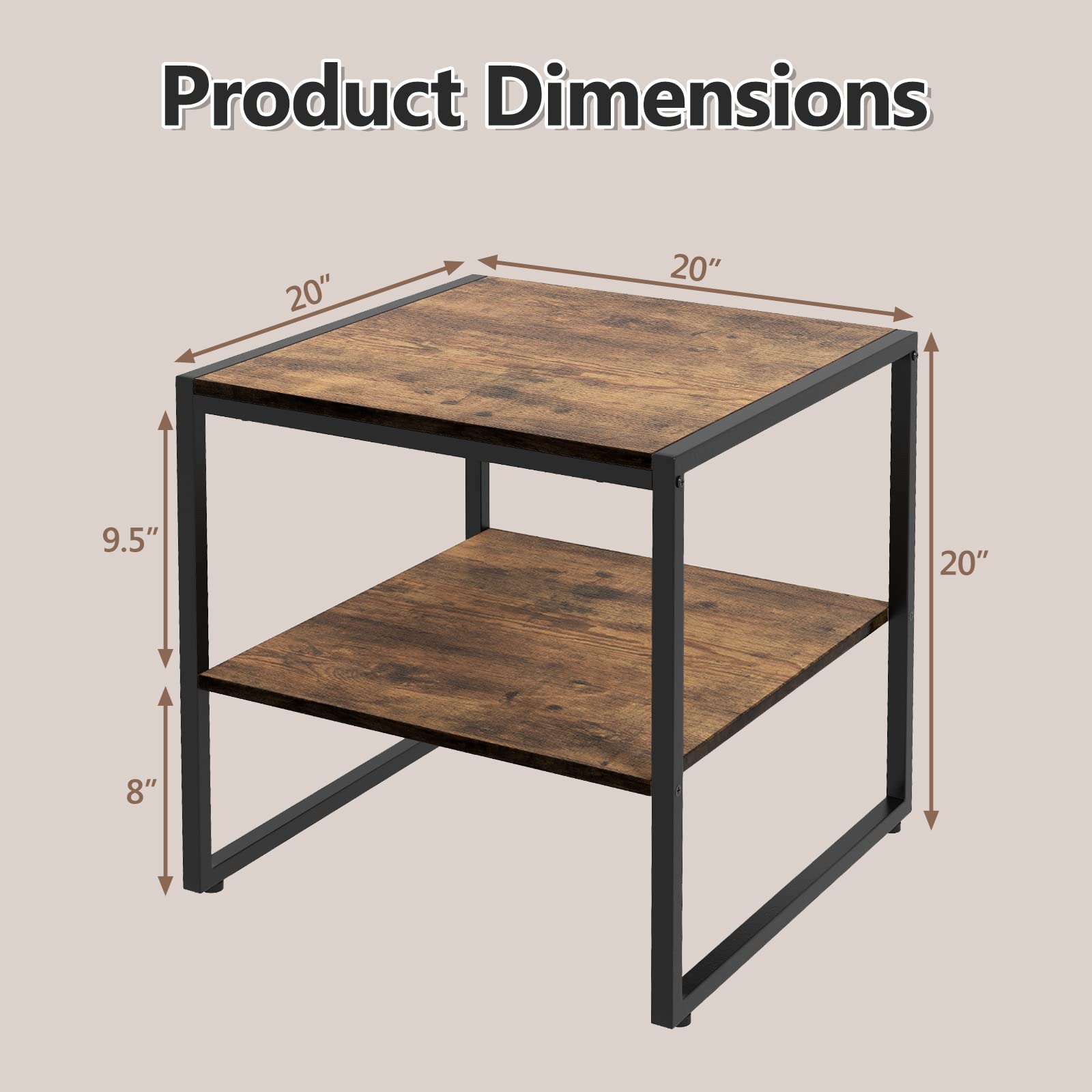 Square End Table Set of 2