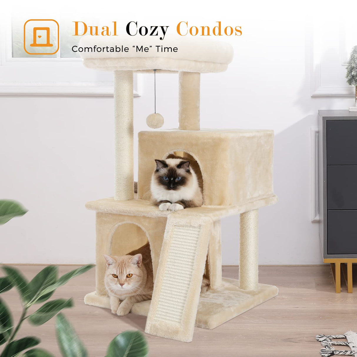 Cat Tree Luxury Cat Tower with Double Condos