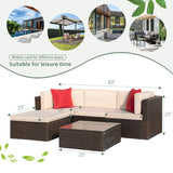 5 Pieces Patio Furniture Sets All Weather Outdoor Sectional Patio Sofa Manual Weaving