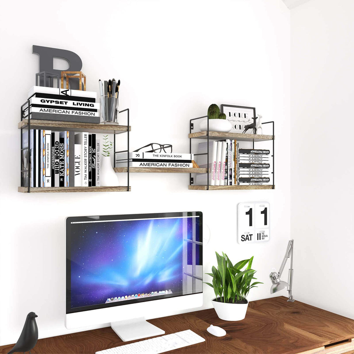 Floating Shelves Wall Mounted, Adjustable Storage Rack for Office, Bathroom, Living Room