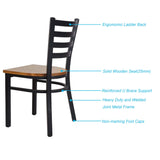 Black Metal Dining Chairs Fully Assembled with Solid Wood Seat