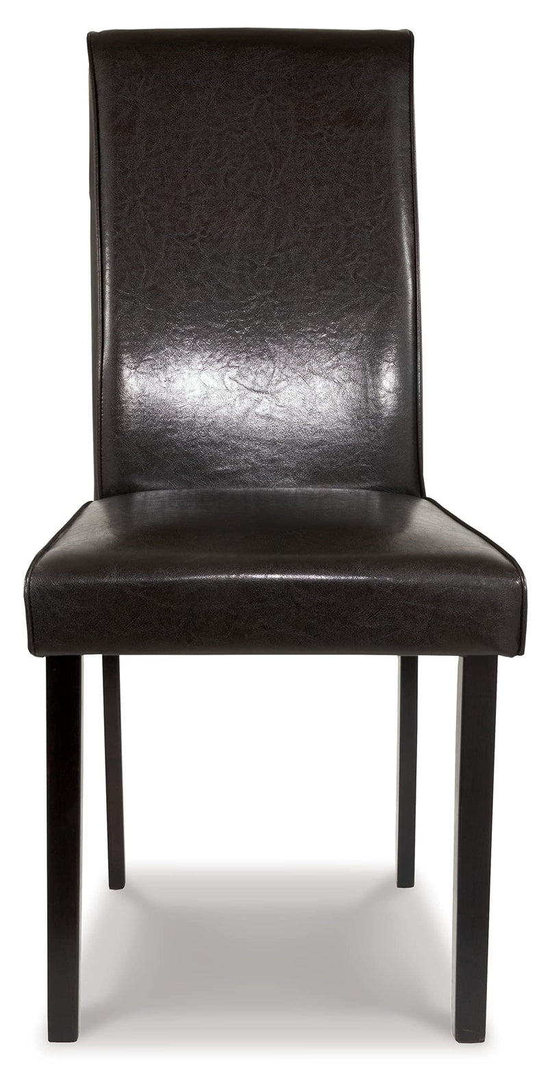 Kimonte Modern 19" Faux Leather Upholstered Armless Dining Chair, 2 Count, Dark Brown