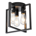 3-Light Ceiling Light Fixture, Semi-Flush Mount Light with Contemporary Geometric Metal Cage