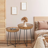 Rattan Side Table Nesting Tables Set of 2