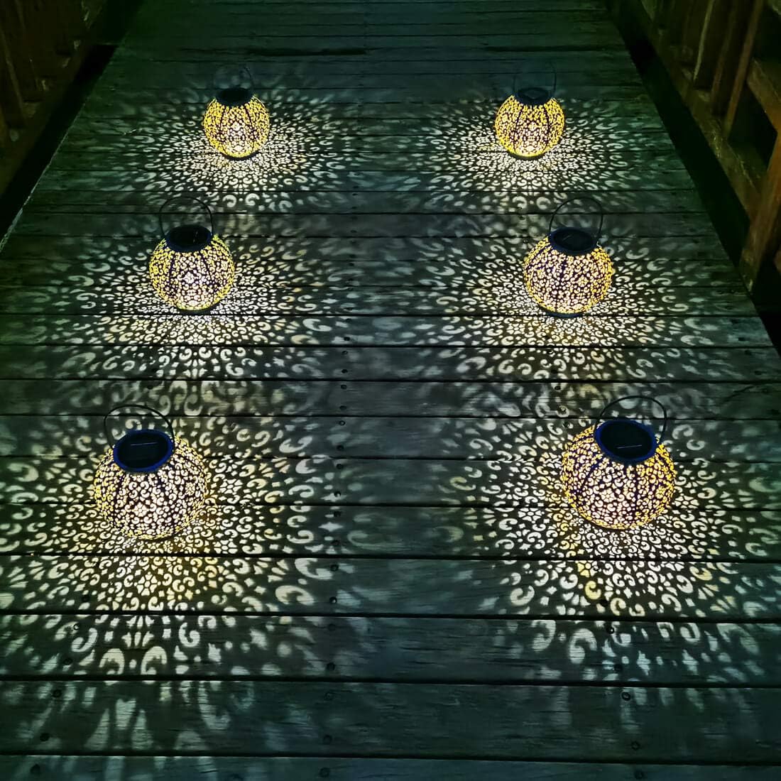 Solar Lanterns  Waterproof Hanging Garden Lights Metal Decorative Lantern