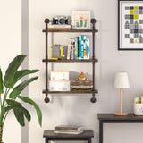 Industrial Pipe Shelving Wall Mounted 24 Inch, 3 Tier Bathroom Floating Shelves