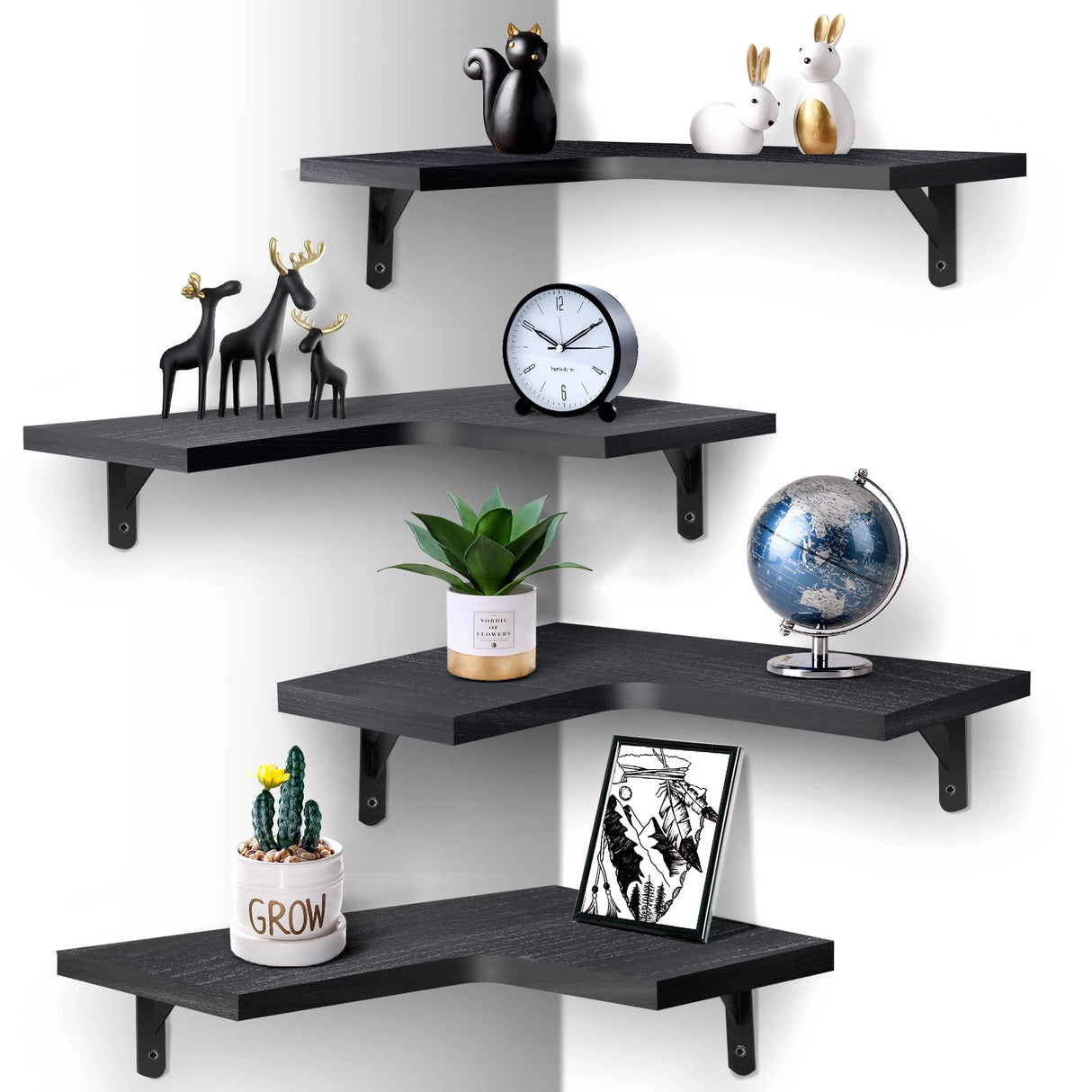 Floating Corner Shelves for Wall Décor Storage