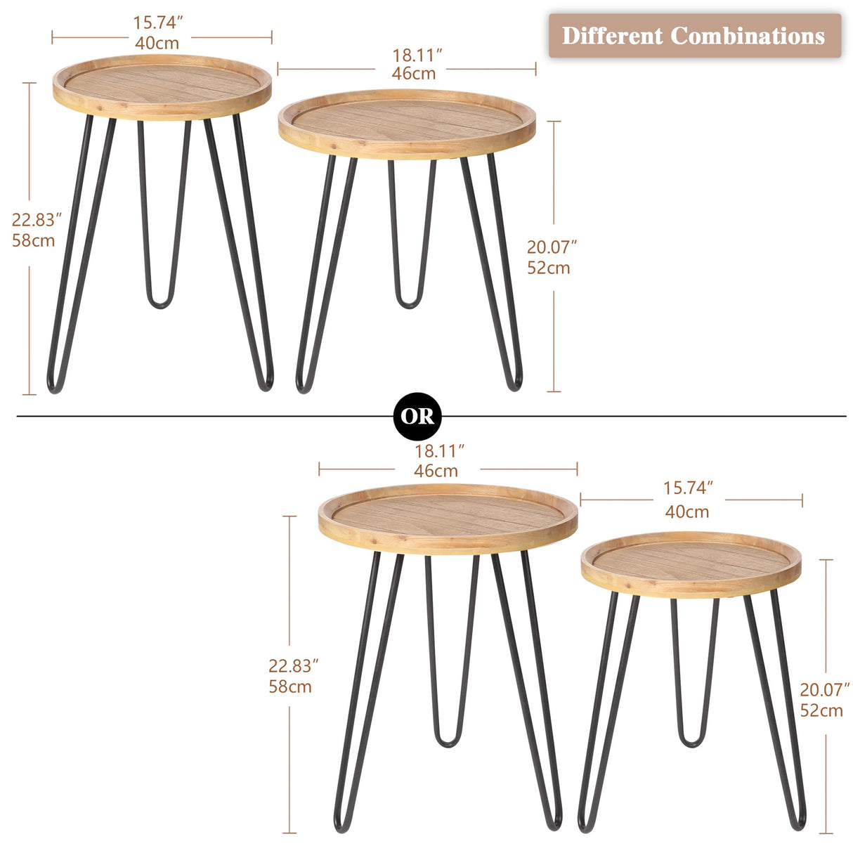 Nesting Tables for Living Room, Round Nesting Coffee Table