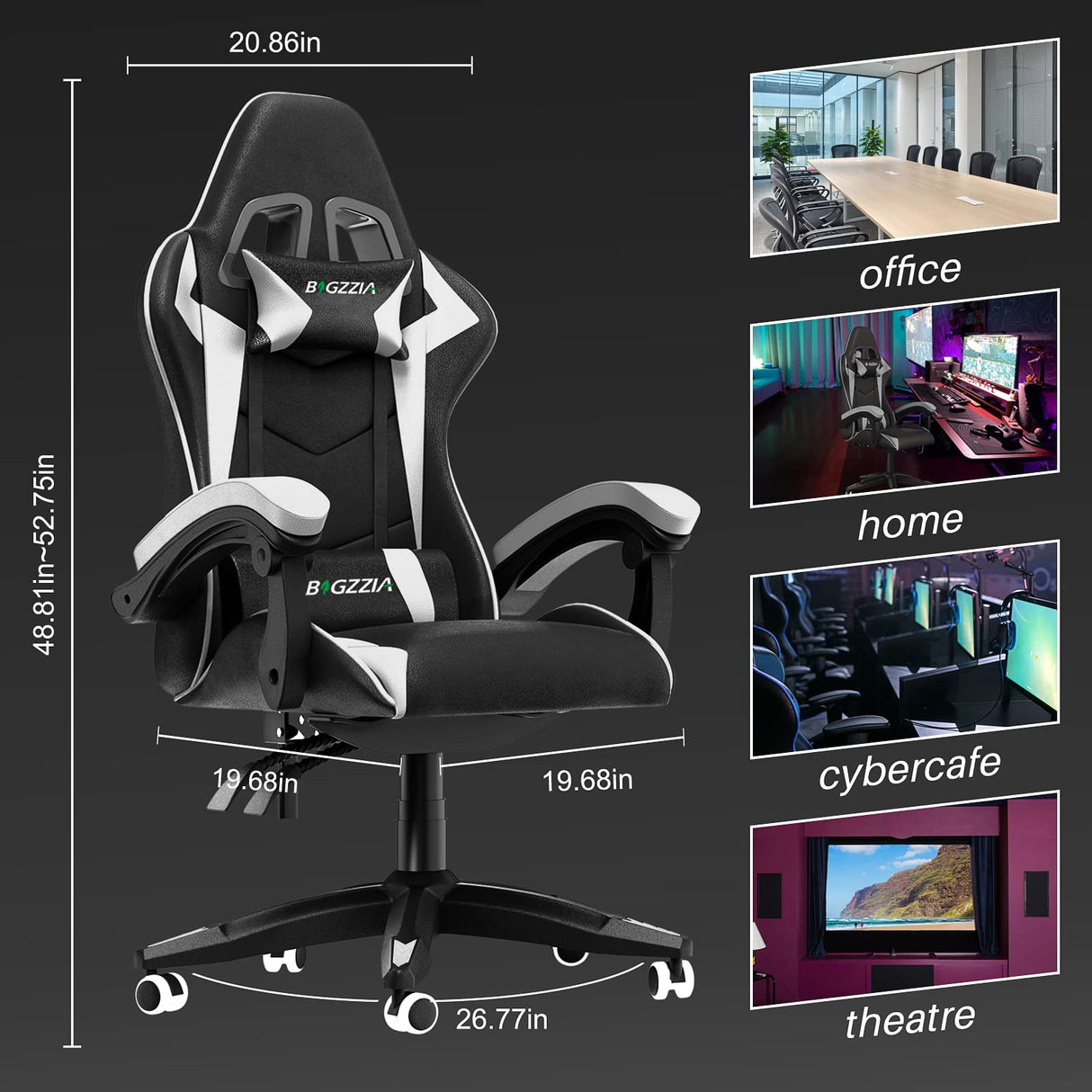 Gaming Chair Office Chair, Reclining High Back PU Leather