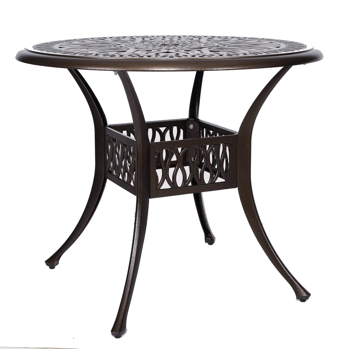 35” Round Cast Dining Table, Outdoor Patio Retro Bistro Dining Table