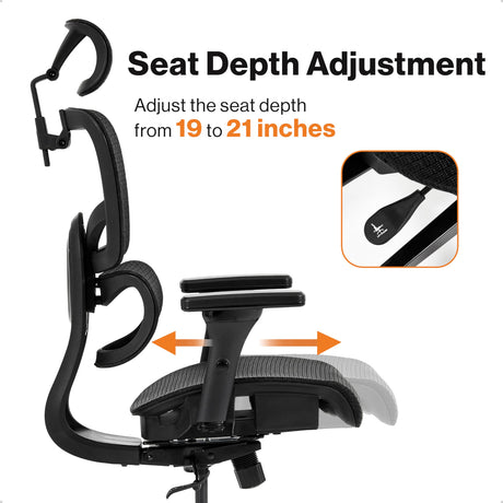 Prestige Ergonomic Office Chair - Height Adjustable Backrest Lumbar Support