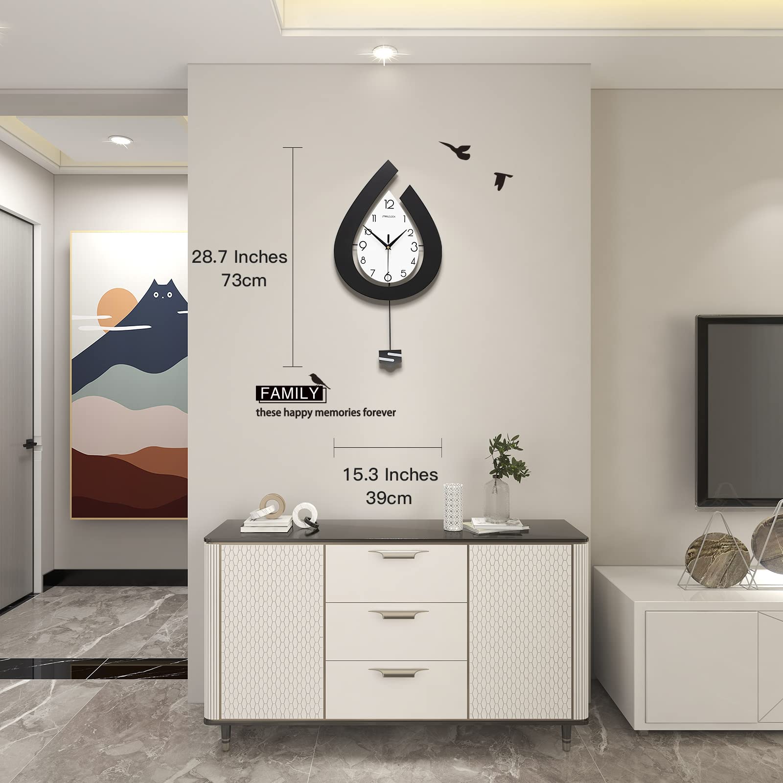 Large Wall Clock for Living Room Decor Big Pendulum