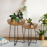 Rattan Side Table Nesting Tables Set of 2