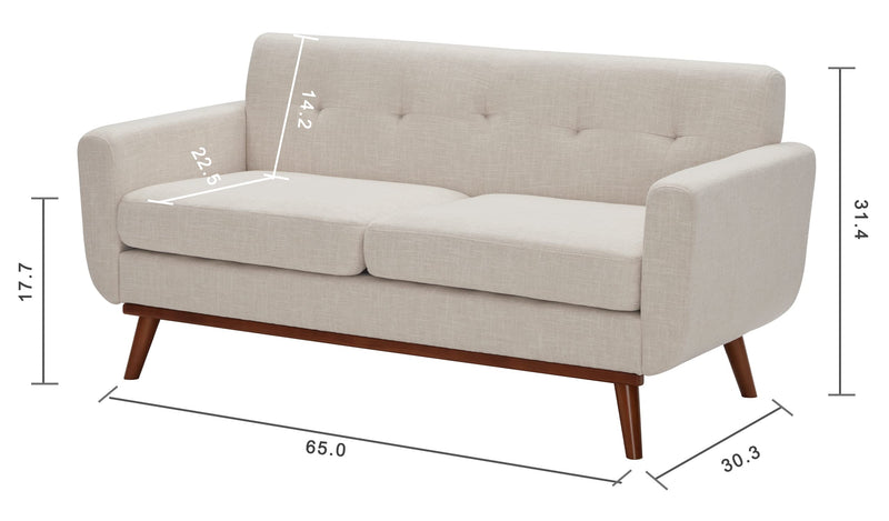 Kingfun Tbfit 65" W Loveseat Sofa, Mid Century Modern Decor Love Seat Couches for Living Room, Button Tufted Upholstered Love Seats