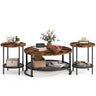 Round Coffee Table and End Table Set for Living Room