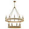 Brass Wagon Wheel Chandelier 2 Tier,Large Farmhouse Light Fixture, Round Rustic Lighting