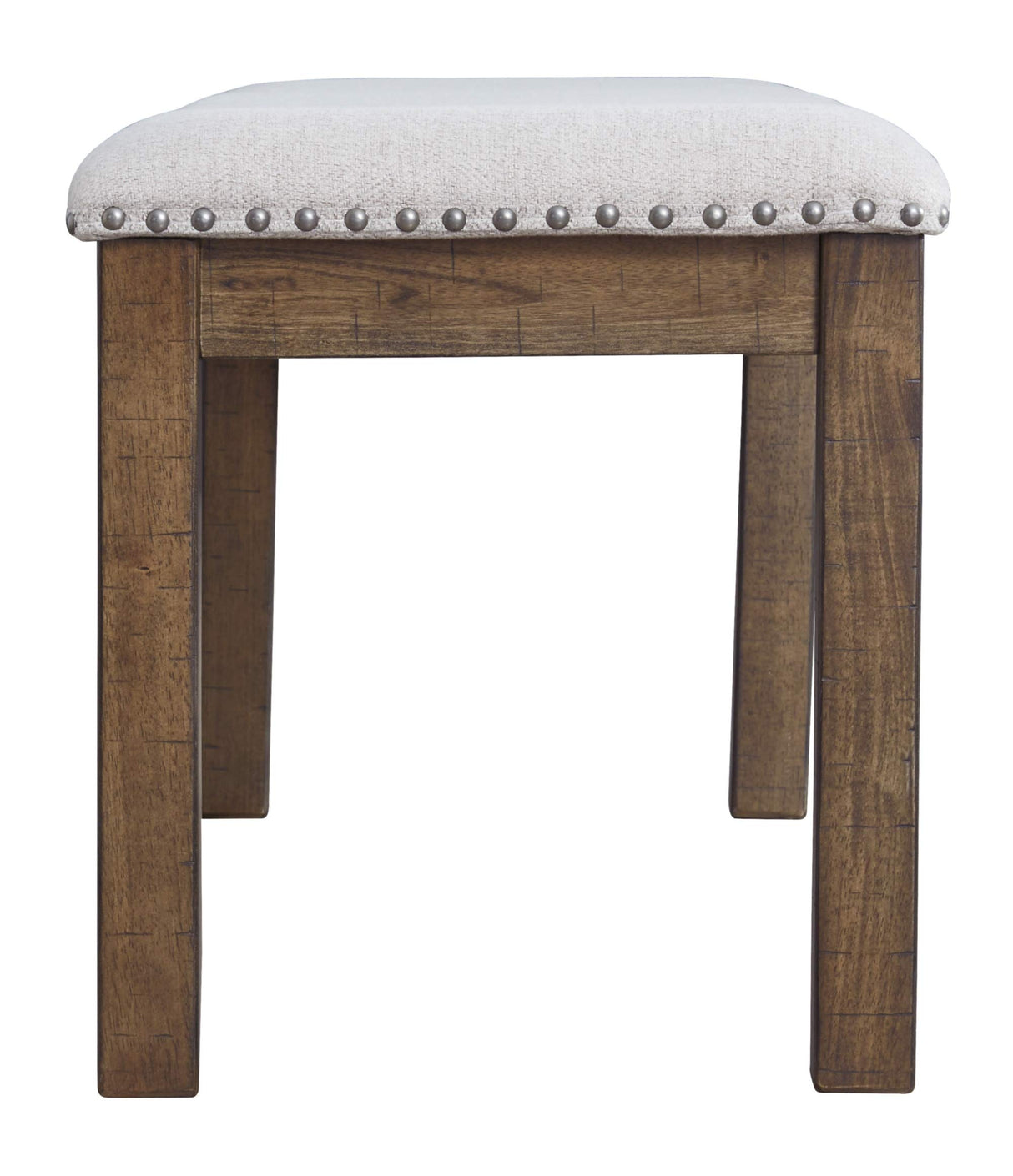 Moriville Casual Rustic Upholstered Dining Bench, Grey & Brown