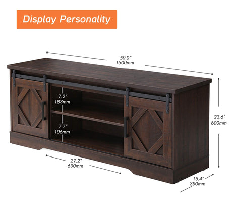 Farmhouse TV Stand Modern Sliding Barn Door Entertainment Center for TV