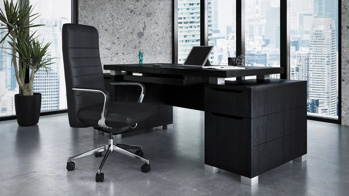 79" Modern Ford Executive Desk with Filing Cabinets