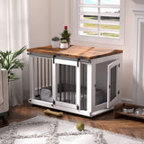 Dog Crate Furniture for Large Dogs Up to 60 lbs. - Barn Door Puppy Kennel w/Thickened