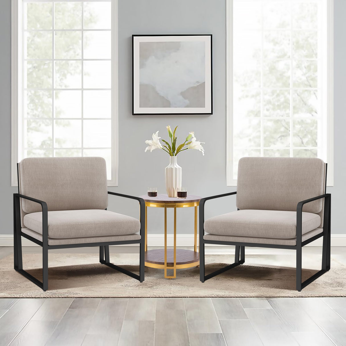 Upholstered Living Room Chairs Linen Arm Chair Accent Chairs