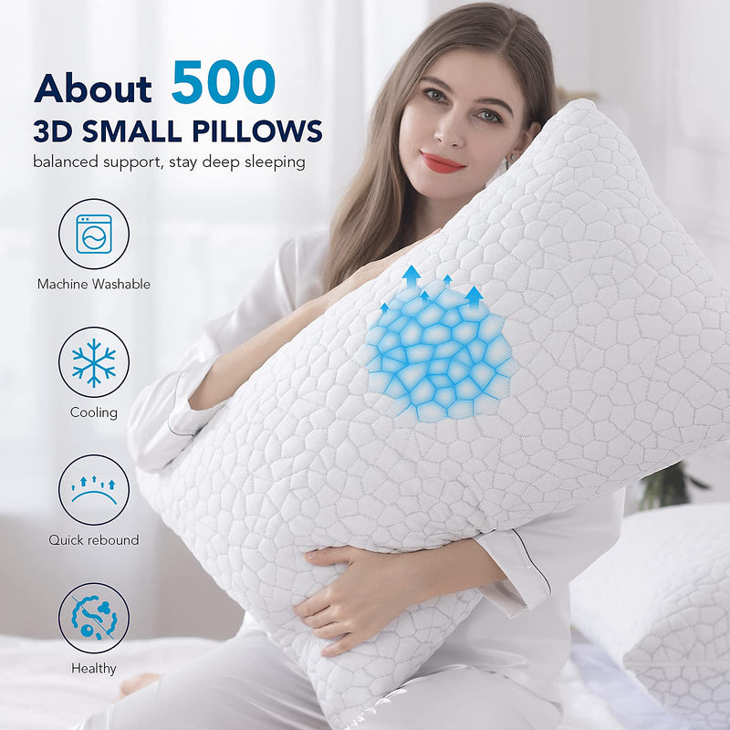 Cooling Gel Pillows for Sleeping, Shredded Memory Foam Pillows 2 Pack, Bed Pillows