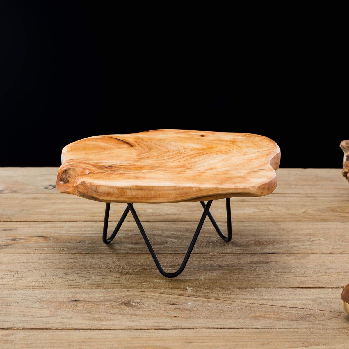 Natural Edge Wooden Stand with Legs for Displaying Cakes, Plants, Candles