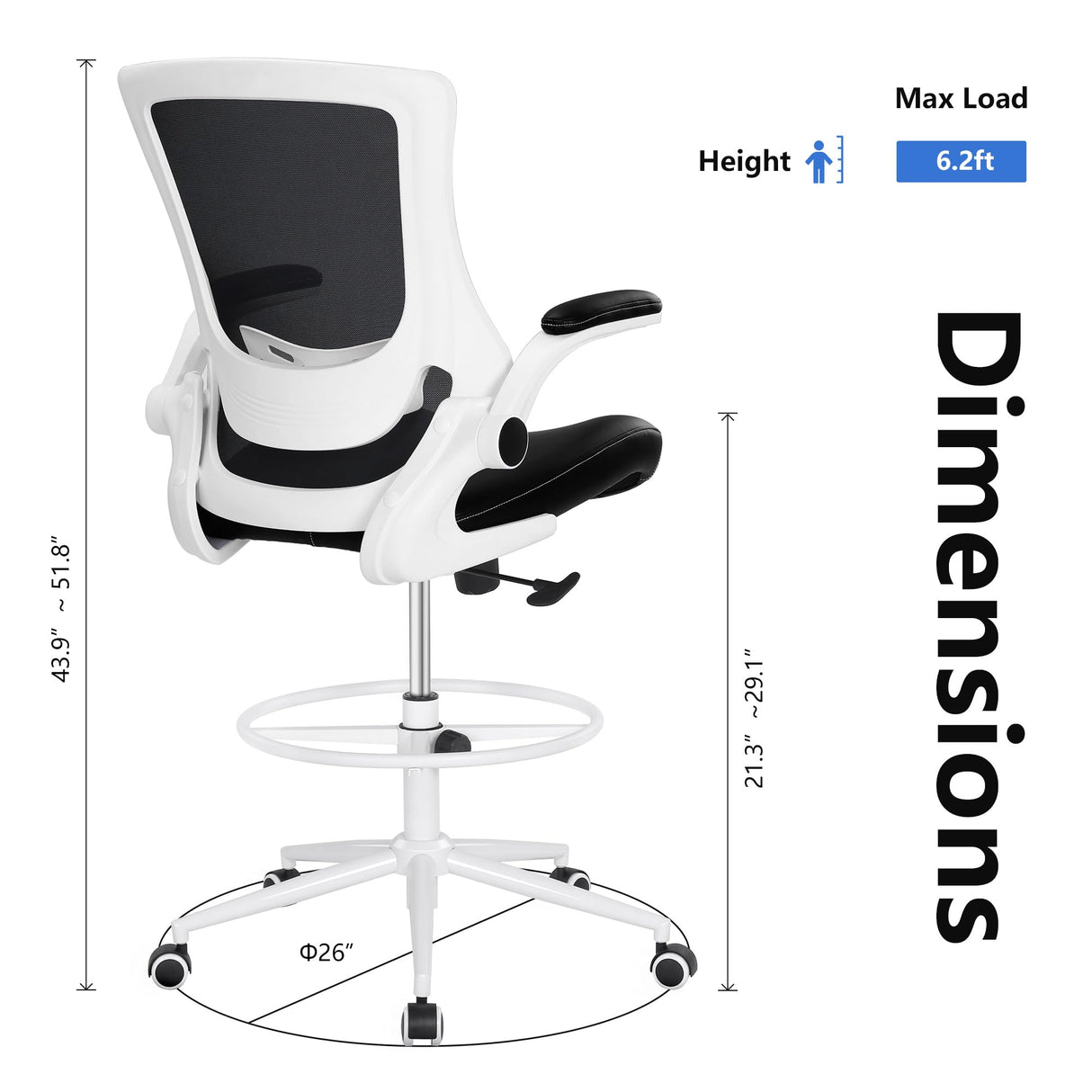 Drafting Chair, Tall Office Chair for Standing Desk