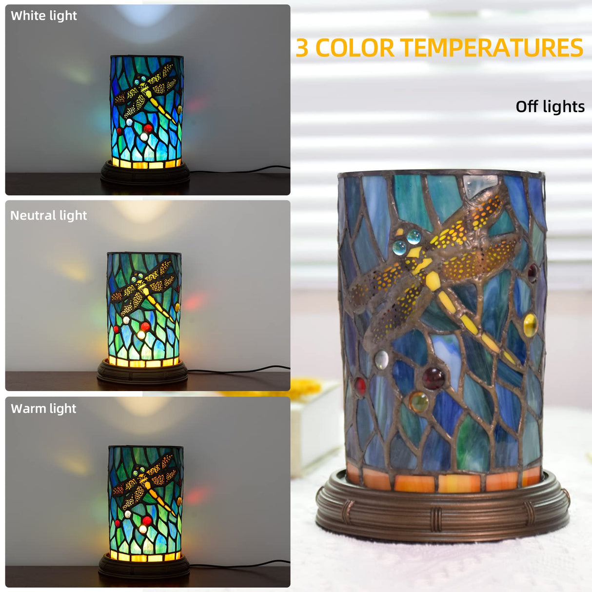 Small Tiffany Lamp for Bedrooms Ambient Table Nightstand Light Desk