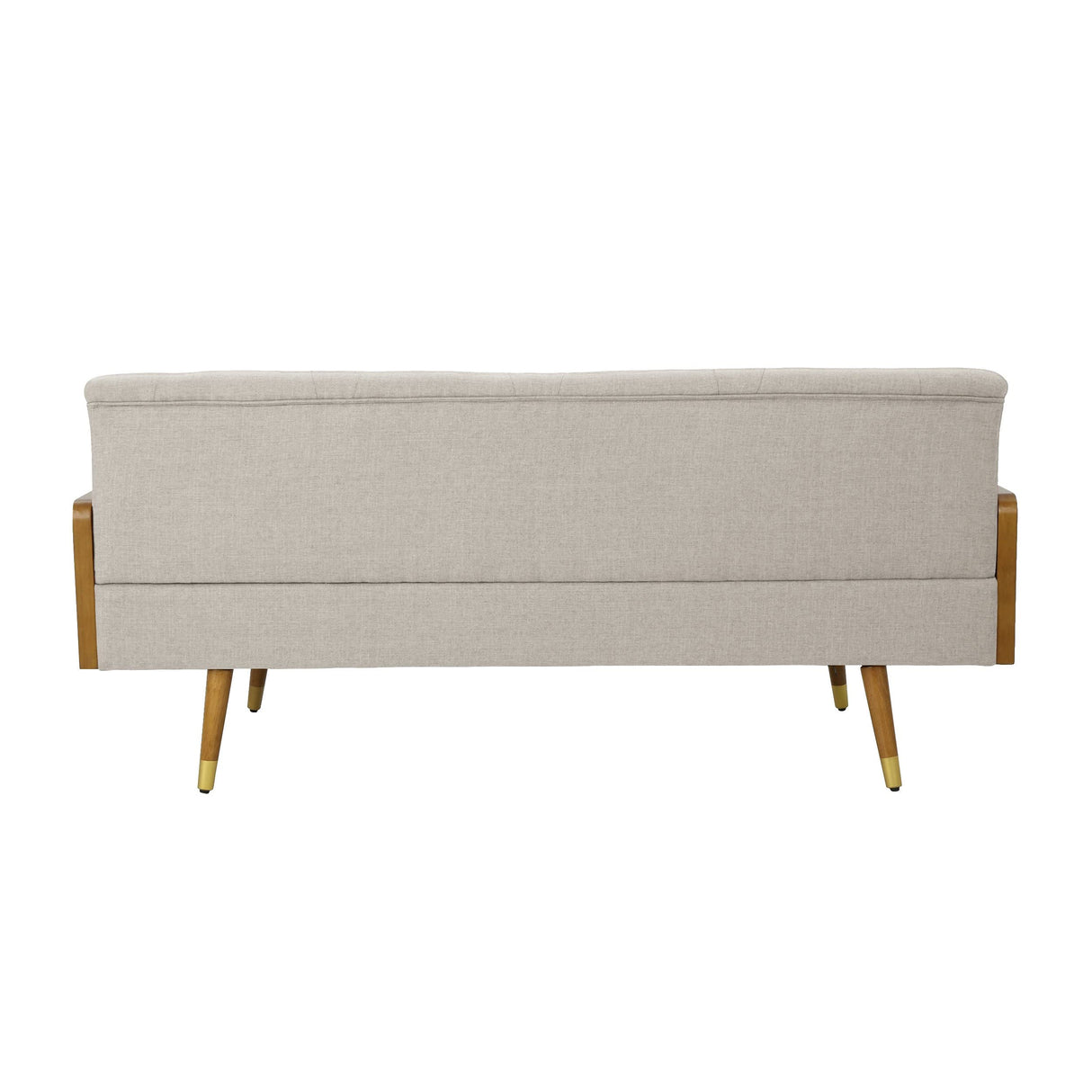 Knight Home Aidan Mid Century Modern Tufted Fabric Sofa, Beige