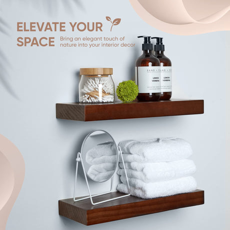 Rustic Farmhouse Floating Shelves - Bathroom Wooden Shelves for Wall Mounted