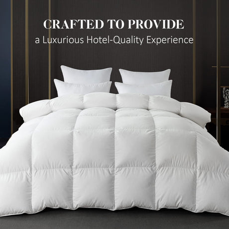 Feather Comforter King Size, , All Season White Luxury Bed Comforter