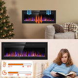 Electric Fireplace 60" Upgrade Fireplace Heater Recessed & Wall Mounted