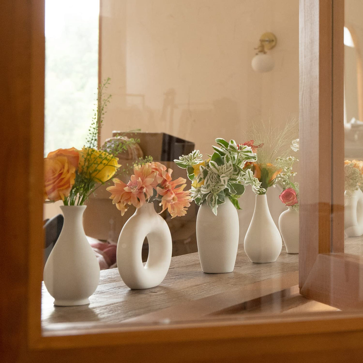 Bud Vase Set of 8, Small Ceramic Vase for Flowers