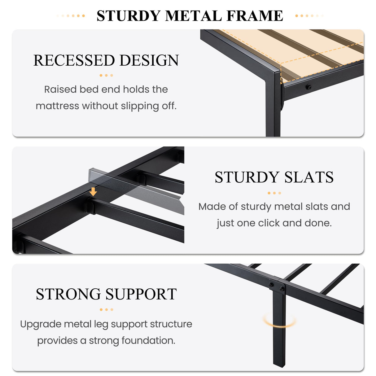 Twin Size Bed Frame with Headboard Shelf, Heavy Duty Platform Bed Frame with Strong