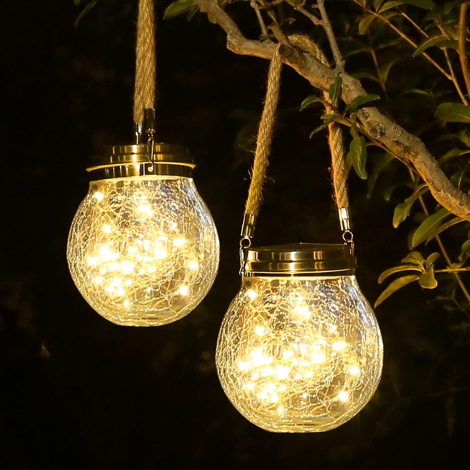 Solar Lantern, 2 Pack Lanterns with 30 LED Waterproof Garden Decor