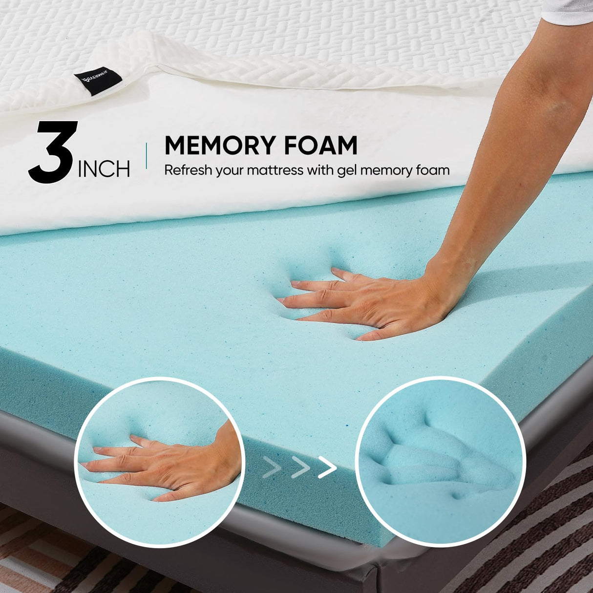 Memory Foam Mattress Topper Queen Size