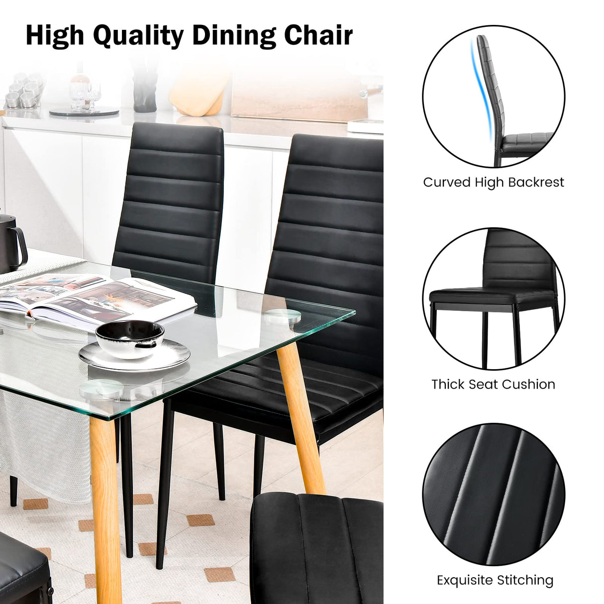 Black Polyvinyl Chloride Metal Dining Chair