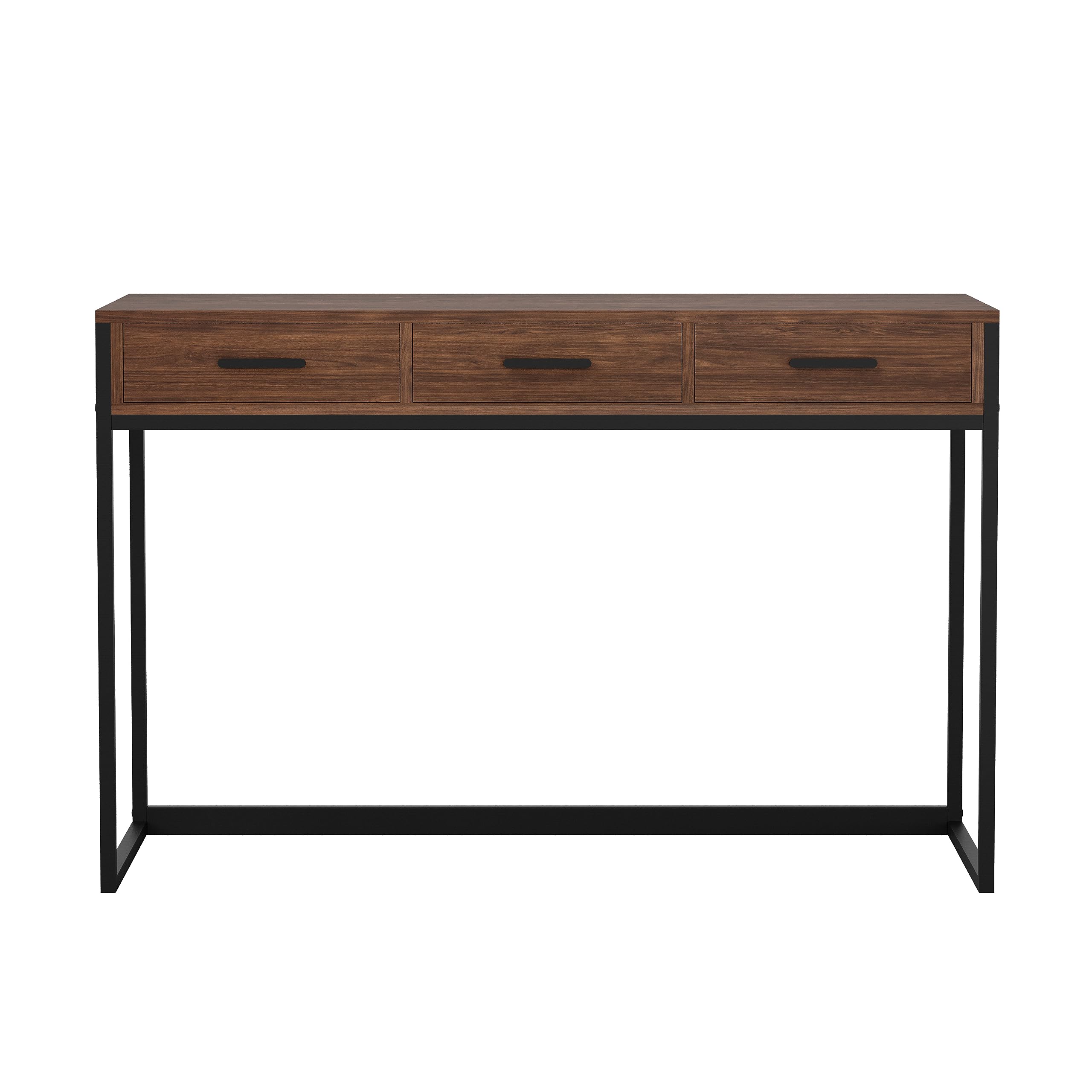 Ollie Home Office Desk with 3 Drawers in Walnut Wood Grain