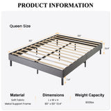 Queen Size Bed Frame/Upholstered Bed Frame/No Box Spring Needed/Low Profile