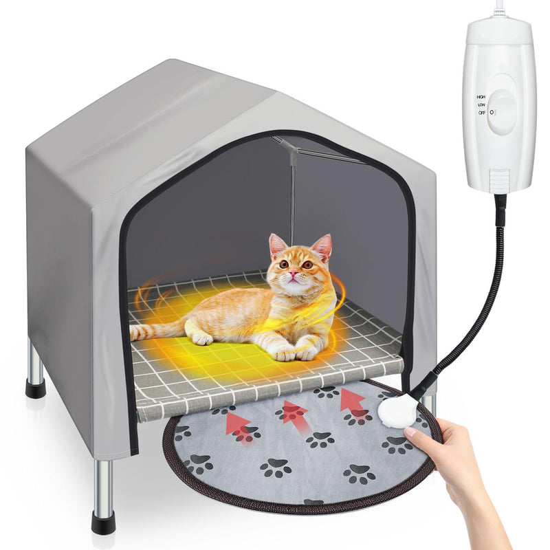 Winter Heated Cat House Outdoor Indoor,Insulated Puppy Shelter Weather